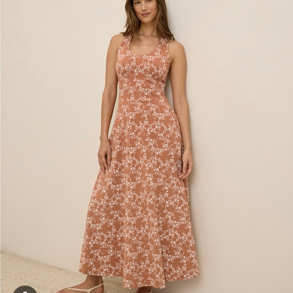 NWOT Pact Women's Fit & Flare Maxi Dress in Ochre